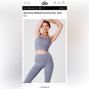NEW ALO Seamless Ribbed Favorite Bra Tank- Fog, size M